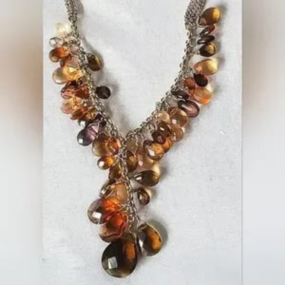 Vintage Monet Beaded Necklace Faux Polished Crystals